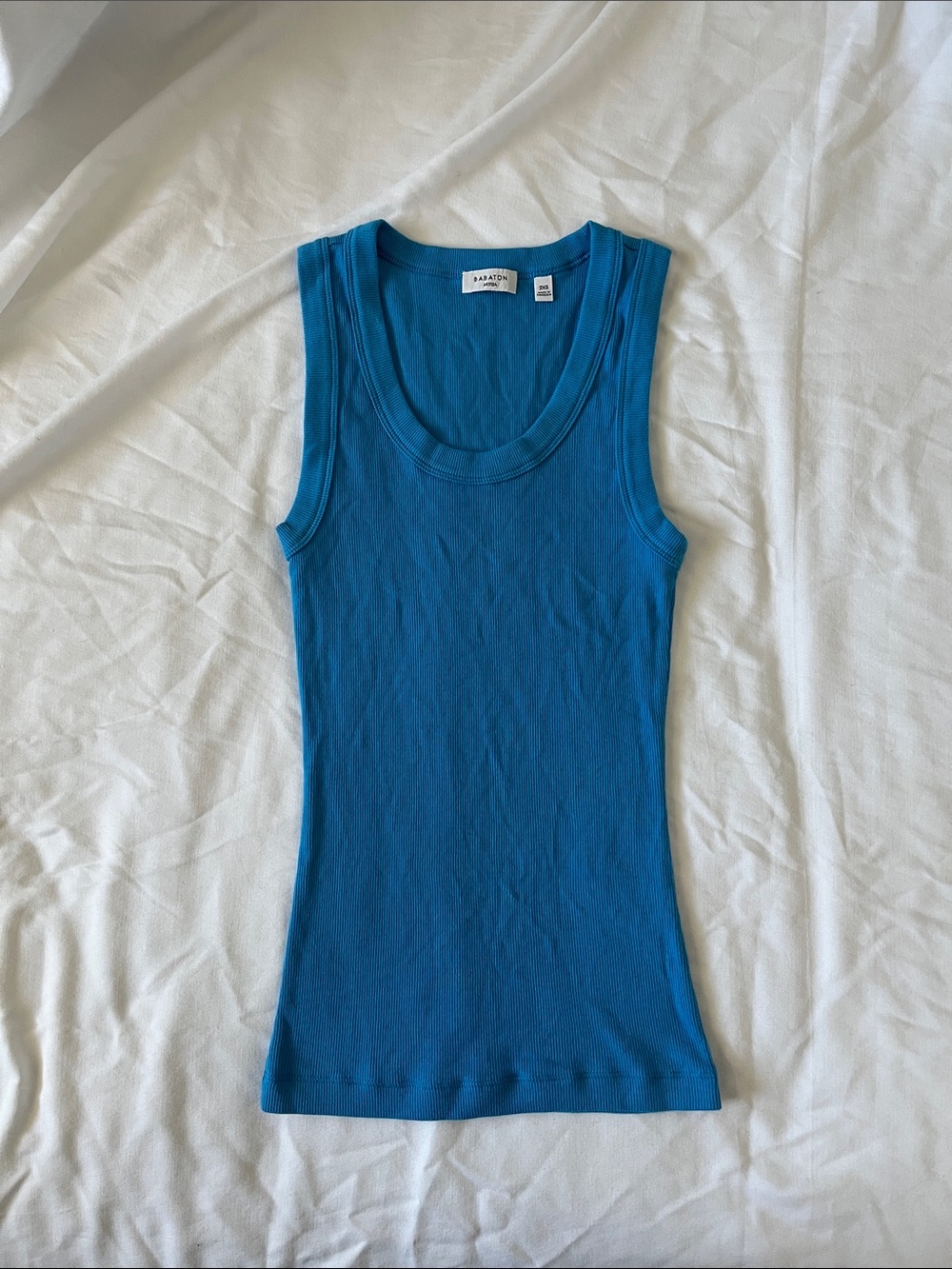 Aritzia Babaton Vibrant Blue Ribbed Scoop Neck Tank